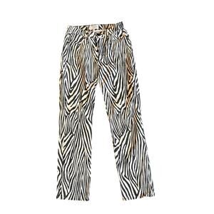 Frame Le High Zebra-Print Straight-Leg Jeans